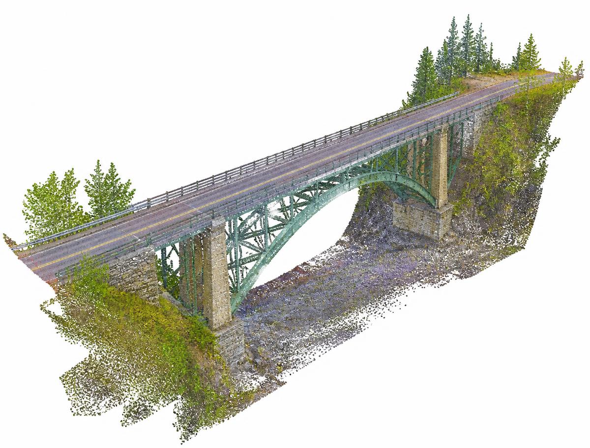3D point cloud reconstruction of a bridge produced from photogrammetry